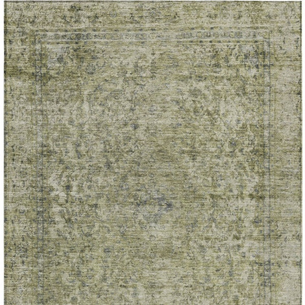 HomeRoots 5' Sage and Beige Abstract Area Rug – Stylish, Washable, Indoor/Outdoor, Durable for High Traffic Areas 10' X 14' 616027