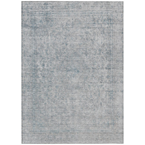 HomeRoots 5' Contemporary Silver and Beige Abstract Area Rug for Indoor Outdoor High-Traffic Spaces, Washable 5' X 8' 616029