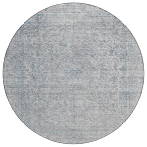 HomeRoots 5' Contemporary Silver and Beige Abstract Area Rug for Indoor Outdoor High-Traffic Spaces, Washable 8' Round 616030