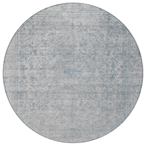 HomeRoots 5' Contemporary Silver and Beige Abstract Area Rug for Indoor Outdoor High-Traffic Spaces, Washable 8' Round 616030