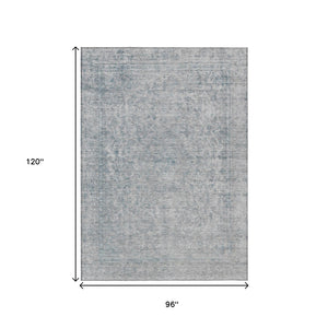 HomeRoots 5' Contemporary Silver and Beige Abstract Area Rug for Indoor Outdoor High-Traffic Spaces, Washable 8' X 10' 616031
