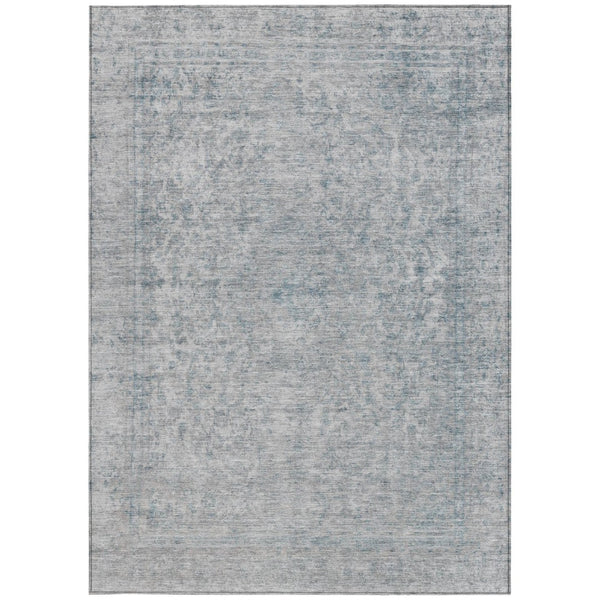 HomeRoots 5' Contemporary Silver and Beige Abstract Area Rug for Indoor Outdoor High-Traffic Spaces, Washable 9' X 12' 616032