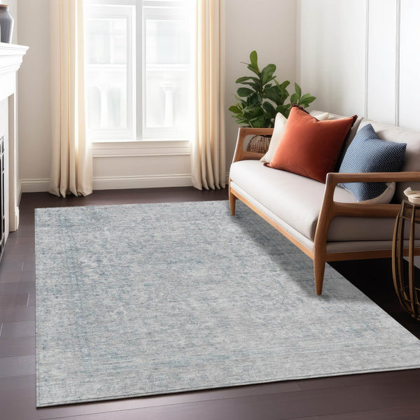 HomeRoots 5' Contemporary Silver and Beige Abstract Area Rug for Indoor Outdoor High-Traffic Spaces, Washable 9' X 12' 616032