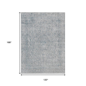 HomeRoots 5' Contemporary Silver and Beige Abstract Area Rug for Indoor Outdoor High-Traffic Spaces, Washable 10' X 14' 616033