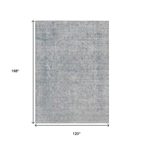 HomeRoots 5' Contemporary Silver and Beige Abstract Area Rug for Indoor Outdoor High-Traffic Spaces, Washable 10' X 14' 616033