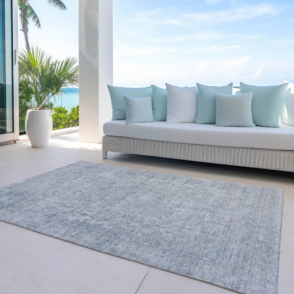 HomeRoots 5' Contemporary Silver and Beige Abstract Area Rug for Indoor Outdoor High-Traffic Spaces, Washable 10' X 14' 616033