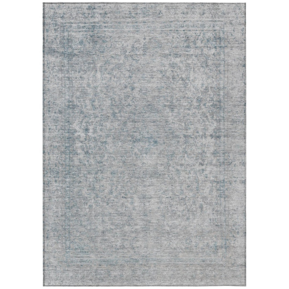 HomeRoots 5' Contemporary Silver and Beige Abstract Area Rug for Indoor Outdoor High-Traffic Spaces, Washable 10' X 14' 616033
