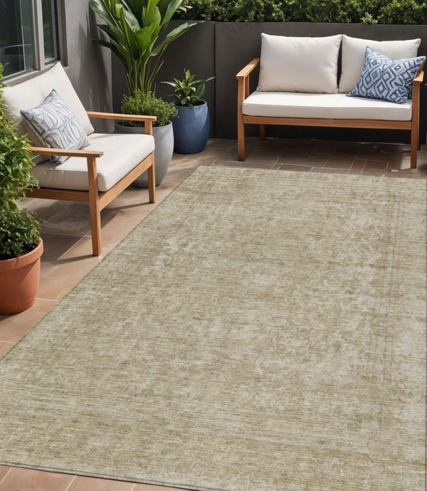 HomeRoots 5' Indoor Outdoor Area Rug - Durable Tan and Beige Abstract Design for Versatile Living Spaces 5' X 8' 616035