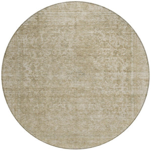 HomeRoots 5' Indoor Outdoor Area Rug - Durable Tan and Beige Abstract Design for Versatile Living Spaces 8' Round 616036