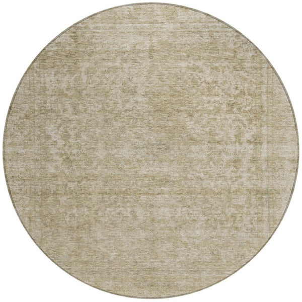 HomeRoots 5' Indoor Outdoor Area Rug - Durable Tan and Beige Abstract Design for Versatile Living Spaces 8' Round 616036