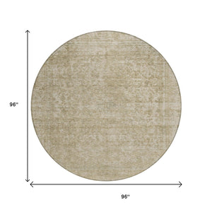 HomeRoots 5' Indoor Outdoor Area Rug - Durable Tan and Beige Abstract Design for Versatile Living Spaces 8' Round 616036