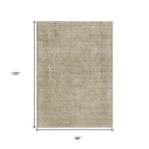 HomeRoots 5' Indoor Outdoor Area Rug - Durable Tan and Beige Abstract Design for Versatile Living Spaces 8' X 10' 616037