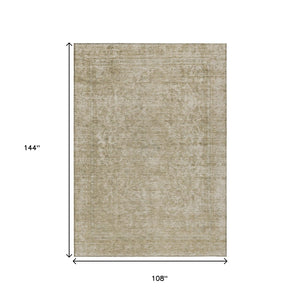 HomeRoots 9' X 12' Tan And Beige Abstract Washable Area Rug - Stylish, Durable, Indoor/Outdoor, Easy-Care Design 616038