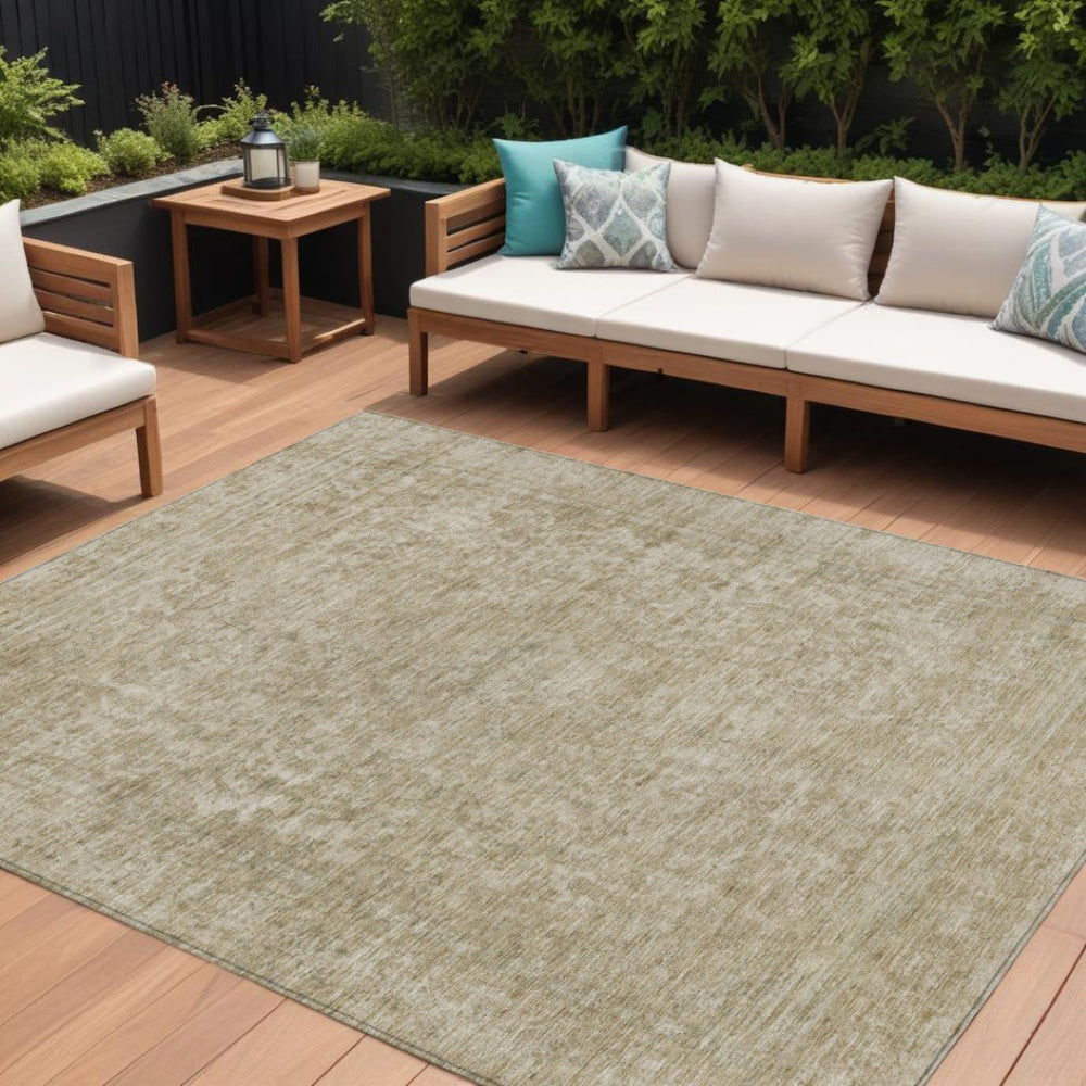 HomeRoots 9' X 12' Tan And Beige Abstract Washable Area Rug - Stylish, Durable, Indoor/Outdoor, Easy-Care Design 616038