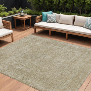 HomeRoots 9' X 12' Tan And Beige Abstract Washable Area Rug - Stylish, Durable, Indoor/Outdoor, Easy-Care Design 616038