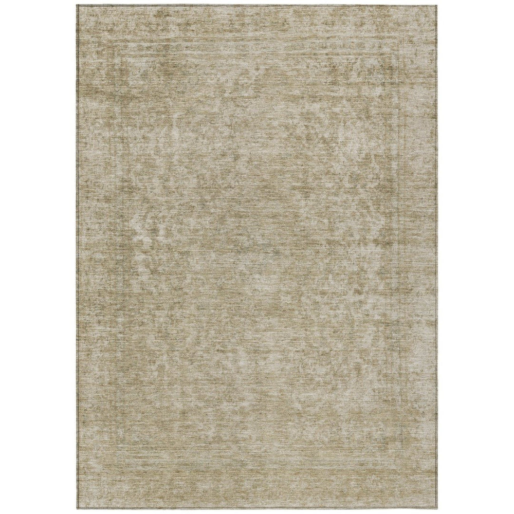 HomeRoots 9' X 12' Tan And Beige Abstract Washable Area Rug - Stylish, Durable, Indoor/Outdoor, Easy-Care Design 616038