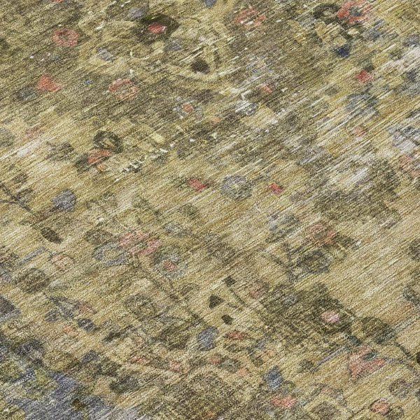 HomeRoots 5' Artichoke Green and Denim Blue Medallion Area Rug – Stylish, Durable, Washable Indoor/Outdoor Design 8' Round 616042