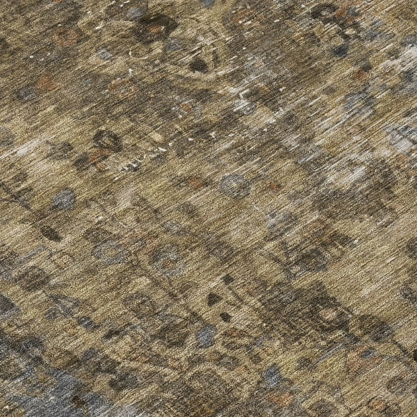 HomeRoots 5' Classic Medallion Indoor Outdoor Area Rug in Brown & Denim Blue - Washable, Durable, Versatile 8' Round 616048