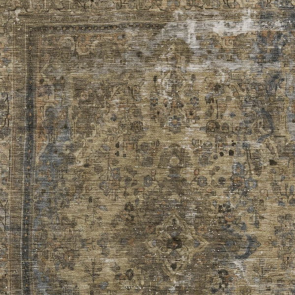 HomeRoots 5' Classic Medallion Indoor Outdoor Area Rug in Brown & Denim Blue - Washable, Durable, Versatile 8' X 10' 616049