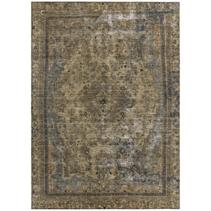 HomeRoots 5' Classic Medallion Indoor Outdoor Area Rug in Brown & Denim Blue - Washable, Durable, Versatile 9' X 12' 616050