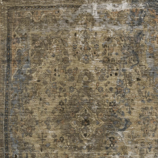 HomeRoots 5' Classic Medallion Indoor Outdoor Area Rug in Brown & Denim Blue - Washable, Durable, Versatile 9' X 12' 616050