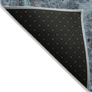 HomeRoots 5' Stylish Blue and Gray Medallion Area Rug - Durable, Washable Design for Indoor and Outdoor Spaces 8' X 10' 616055