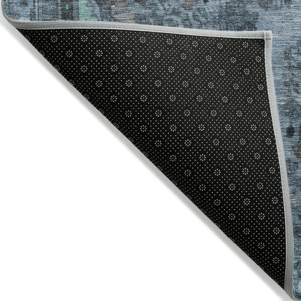 HomeRoots 5' Stylish Blue and Gray Medallion Area Rug - Durable, Washable Design for Indoor and Outdoor Spaces 8' X 10' 616055