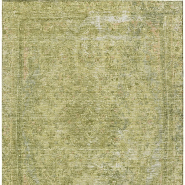 HomeRoots 5' Elegant Fern Green and Sage Medallion Area Rug - Durable, Washable Design for Indoor & Outdoor Use 5' X 8' 616065