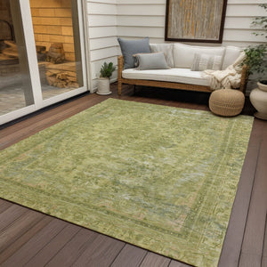 HomeRoots 5' Elegant Fern Green and Sage Medallion Area Rug - Durable, Washable Design for Indoor & Outdoor Use 5' X 8' 616065