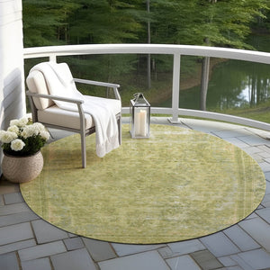 HomeRoots 5' Elegant Fern Green and Sage Medallion Area Rug - Durable, Washable Design for Indoor & Outdoor Use 8' Round 616066