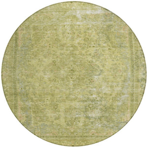 HomeRoots 5' Elegant Fern Green and Sage Medallion Area Rug - Durable, Washable Design for Indoor & Outdoor Use 8' Round 616066
