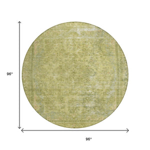 HomeRoots 5' Elegant Fern Green and Sage Medallion Area Rug - Durable, Washable Design for Indoor & Outdoor Use 8' Round 616066