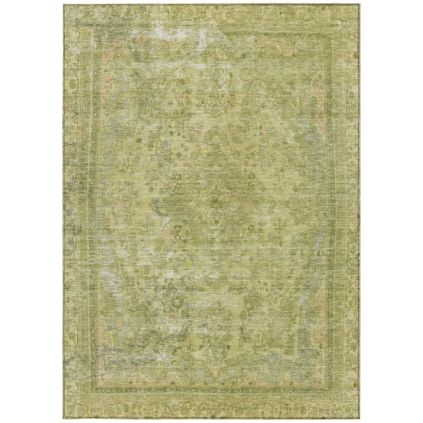 HomeRoots 5' Elegant Fern Green and Sage Medallion Area Rug - Durable, Washable Design for Indoor & Outdoor Use 8' X 10' 616067