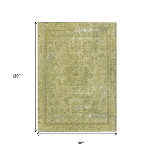 HomeRoots 5' Elegant Fern Green and Sage Medallion Area Rug - Durable, Washable Design for Indoor & Outdoor Use 8' X 10' 616067
