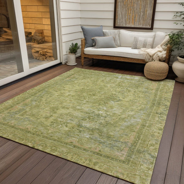 HomeRoots 5' Elegant Fern Green and Sage Medallion Area Rug - Durable, Washable Design for Indoor & Outdoor Use 8' X 10' 616067