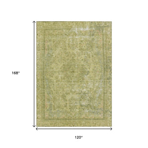 HomeRoots 5' Elegant Fern Green and Sage Medallion Area Rug - Durable, Washable Design for Indoor & Outdoor Use 10' X 14' 616069