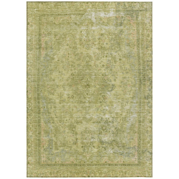 HomeRoots 5' Elegant Fern Green and Sage Medallion Area Rug - Durable, Washable Design for Indoor & Outdoor Use 10' X 14' 616069