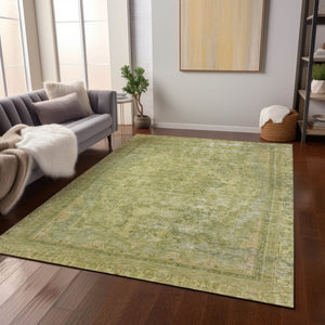 HomeRoots 5' Elegant Fern Green and Sage Medallion Area Rug - Durable, Washable Design for Indoor & Outdoor Use 10' X 14' 616069
