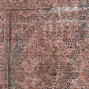 HomeRoots 5' Elegant Medallion Washable Area Rug in Soft Pink and Mauve - Durable, Stylish for Indoor & Outdoor Use 5' X 8' 616071