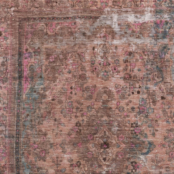 HomeRoots 5' Elegant Medallion Washable Area Rug in Soft Pink and Mauve - Durable, Stylish for Indoor & Outdoor Use 5' X 8' 616071