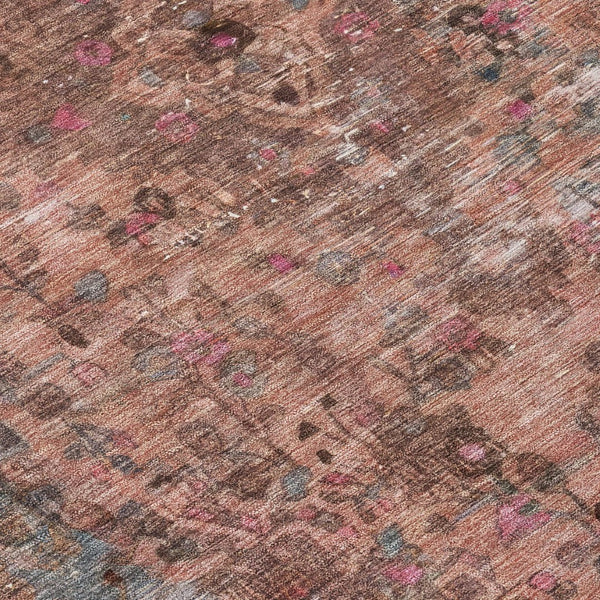 HomeRoots 5' Elegant Medallion Washable Area Rug in Soft Pink and Mauve - Durable, Stylish for Indoor & Outdoor Use 8' Round 616072