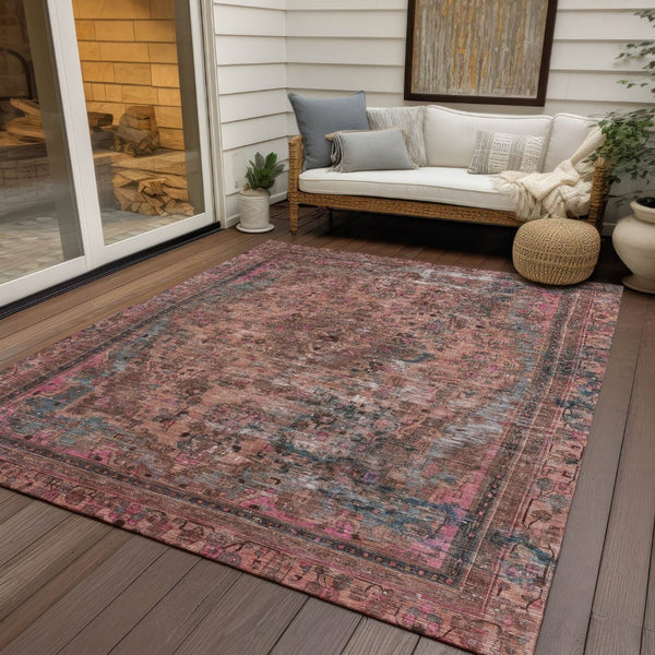 HomeRoots 5' Elegant Medallion Washable Area Rug in Soft Pink and Mauve - Durable, Stylish for Indoor & Outdoor Use 8' X 10' 616073