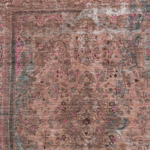 HomeRoots 5' Elegant Medallion Washable Area Rug in Soft Pink and Mauve - Durable, Stylish for Indoor & Outdoor Use 8' X 10' 616073