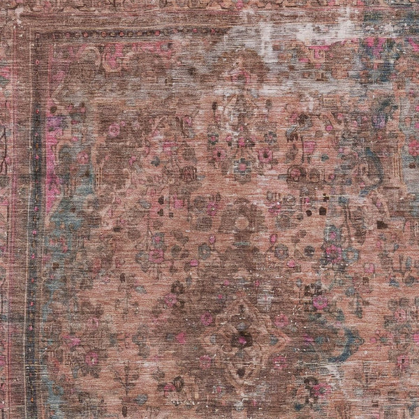 HomeRoots 5' Elegant Medallion Washable Area Rug in Soft Pink and Mauve - Durable, Stylish for Indoor & Outdoor Use 8' X 10' 616073
