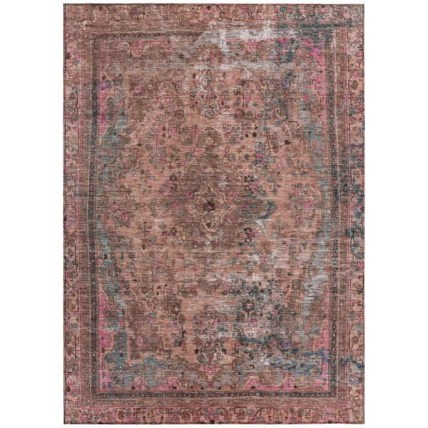 HomeRoots 5' Elegant Medallion Washable Area Rug in Soft Pink and Mauve - Durable, Stylish for Indoor & Outdoor Use 9' X 12' 616074