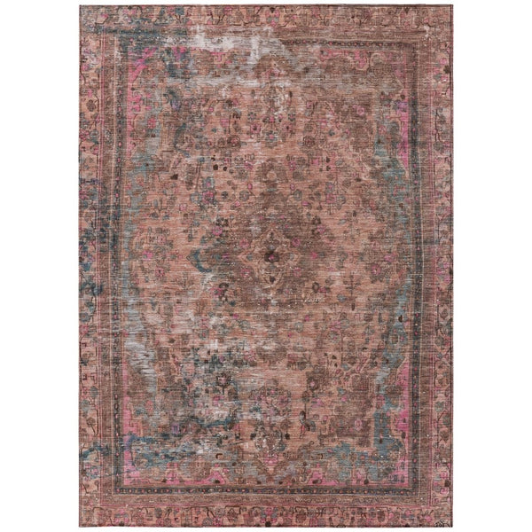 HomeRoots 5' Elegant Medallion Washable Area Rug in Soft Pink and Mauve - Durable, Stylish for Indoor & Outdoor Use 9' X 12' 616074