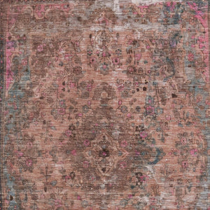 HomeRoots 5' Elegant Medallion Washable Area Rug in Soft Pink and Mauve - Durable, Stylish for Indoor & Outdoor Use 10' X 14' 616075