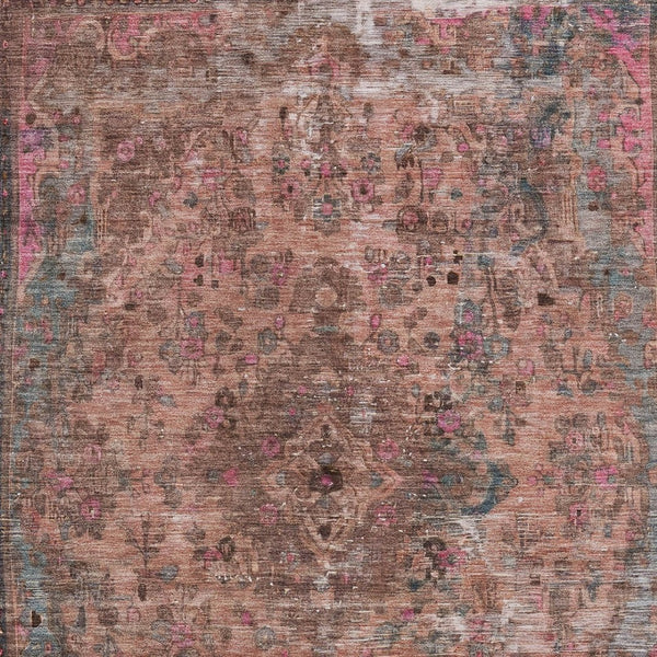 HomeRoots 5' Elegant Medallion Washable Area Rug in Soft Pink and Mauve - Durable, Stylish for Indoor & Outdoor Use 10' X 14' 616075