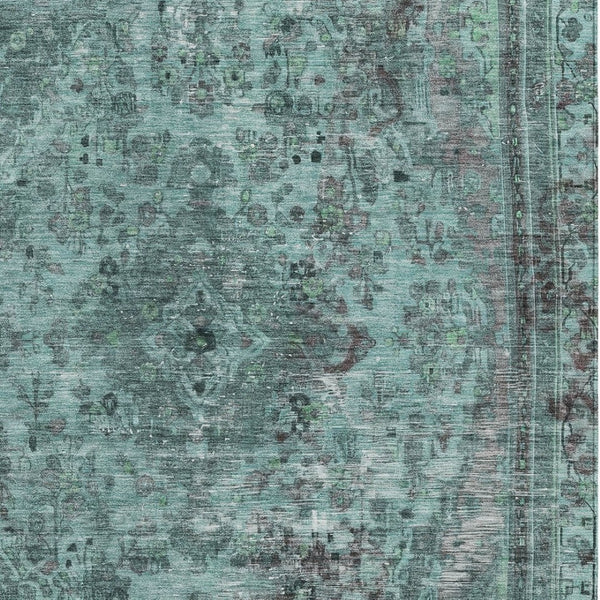HomeRoots 5' Vibrant Teal Blue Medallion Area Rug for Indoor & Outdoor Spaces – Durable, Washable & Stylish 8' X 10' 616079