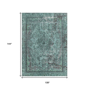 HomeRoots 9' x 12' Stunning Teal Blue & Turquoise Medallion Area Rug - Washable, Durable for Indoor/Outdoor Use 616080